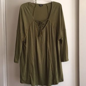 Tunic length green blouse. I love this shirt!